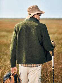 In My Nature 男士拉鏈開襟戶外搖粒絨夾克 - 軍綠色 - 查看 2