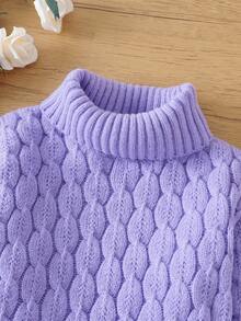 SHEIN Cô Gái Trẻ Áo cao cổ Áo len - Màu tím - Xem 5