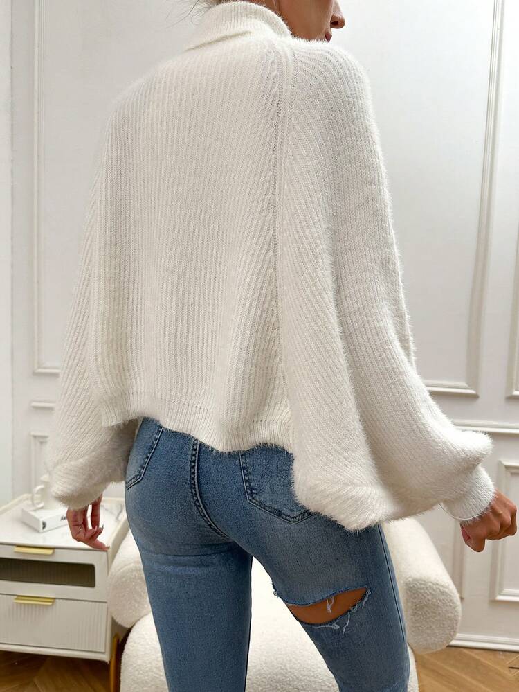 Women's Turtleneck Sleeveless Sweater And Sweater Cardigan Set