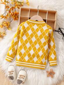 Baby Boys' Diamond Pattern Button-up Cardigan - Yellow - View 2