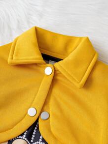 女嬰3件冬季黃色清涼甜美日常休閒套裝 - 彩色 - 查看 3