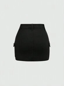 SHEIN Girlism 適用於十幾歲的女孩的牛仔a字裙