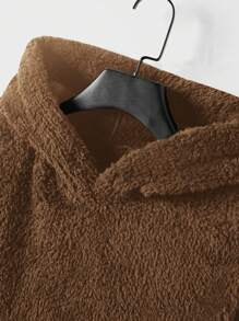 RueChic Men's Simple Solid Color Hooded Sweatshirt And Sweatpants Two-piece Set - Camel - View 5