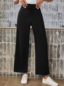 SHEIN LUNE Women's Wide Leg Pants - Black - View 4