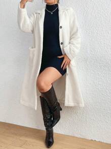 Flirla Warm Plush Long Coat - Apricot - View 6