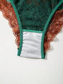 SHEIN 色塊蕾絲拼接性感內衣套裝 - 彩色 - 查看 4