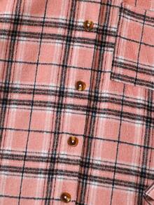 青少年女孩格紋口袋補丁外套