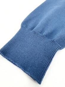 SHEIN Unity Của phụ nữ Xanh Kẻ sọc Áo len Và Váy len nửa mảnh Bộ - Màu xanh lam - Xem 5