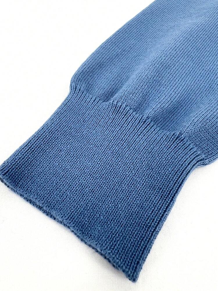SHEIN Unity Của phụ nữ Xanh Kẻ sọc Áo len Và Váy len nửa mảnh Bộ - Màu xanh lam - Xem 5