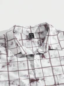 ROMWE MEN Street Life Men's Digital Printed Checkered Shirt - Rust Brown - View 4