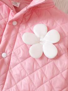 Baby Girl Padded Coat With Skirt Set For Fall And Winter - Pink - View 4