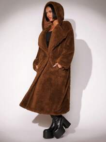 SHEIN SXY Của phụ nữ Sang trọng áo Với Quá lớn Vòng cổ Và - màu nâu - Xem 7