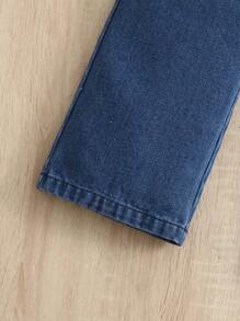 年輕女孩高街風甜美酷感寬褲牛仔褲,帶有大口袋