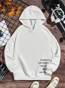 青少年男孩長袖休閒字母印花連帽衫,適用於秋冬季節