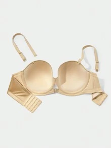 LUVLETTE Plus Dream Curve Support + Strapless Satin Push-Up Bra T-Shirt Basic Half Bra - Apricot - View 11