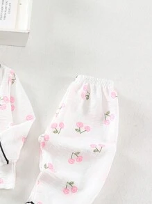 Bộ đồ ngủ in hình động vật dễ thương cho bé gái, phong cách thường ngày - trắng - Xem 3