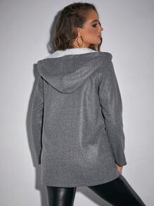 SHEIN Unity 泰迪熊襯裡紐扣連帽大衣