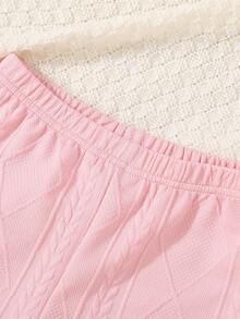 SHEIN Nhỏ bé Cô gái Xoắn Dan Hoodie Và Quần Bộ - Hồng - Xem 6