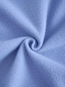 SHEIN EZwear 女聖誕雪人印花抓絨運動衫 - 藍色 - 查看 3