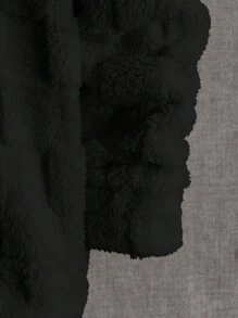 Manfinity BRENVOR Men Letter Embroidery Teddy Hoodie, For Fall Winter, Couple Things, Long Sleeve Top - Black - View 3