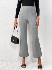SHEIN Clasi In Houndstooth Quần loe Với Viền mép - Xám - Xem 5