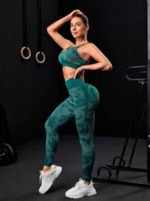 Powerista Conjunto de ropa deportiva para mujer - Conjunto de entrenamiento - Verde - Ver 4