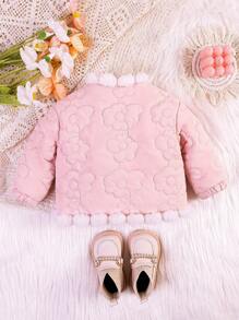 女宝宝可爱时尚保暖内衬厚款保暖长袖外套（秋冬季） - 粉色 - 查看 2