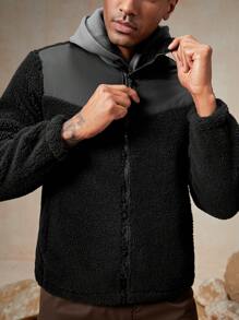 In My Nature Men Zip Up Outdoor Fleece Jacket - Black - View 5