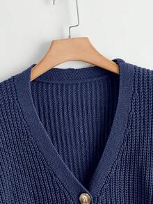 Calvaya Women's Plus Size Buttoned Cardigan - Royal Blue - View 4