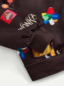 Willy Wonka and the Chocolate Factory X SHEIN Plus Bottle & Lollipop Print Drawstring Hooded Sweatshirt - Multicolor - View 4