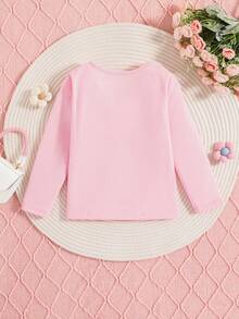 SHEIN Camiseta Interior De Estilo Dulce Y Lindo Para Niñas - Rosa - Ver 2