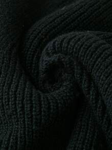 SHEIN LUNE Suéter de punto con cuello en V, efecto de color en bloque y bajo asimétrico para mujer talla grande, para otoño e invierno - Negro - Ver 4