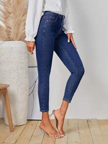 SHEIN LUNE Women's Denim Pants With Pockets