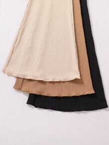 SHEIN Vintaside Kids Tween Girl 3pcs/Set Solid Color Rib-Knit Pants - Multicolor - View 5