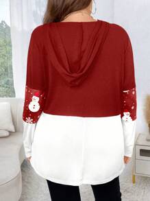 Calvaya Áo nỉ cổ kéo nửa thân in họa tiết Giáng sinh cỡ lớn - Đỏ - Xem 2