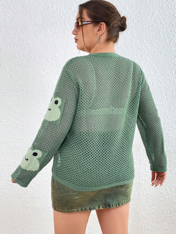 Plus Size Cartoon Pattern Pullover Sweater Knit Pullover Fall Winter Sweater
