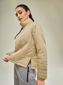 In My Nature In My Nature Damen Winterjacke mit halbem Reißverschluss, Steppung und zwiebelförmigem Design