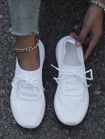 2025 Autumn Sneakers For Women Women's Lightweight & Breathable Lace-Up White Athletic Sport Running Shoes, Spring Autumn