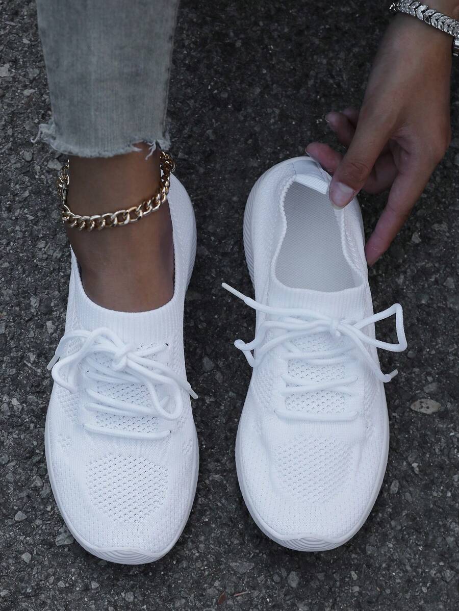 2025 秋季女款运动鞋女式轻便透气系带白色运动跑步鞋，春秋季