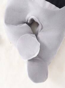 SHEIN 嬰兒男童3d浣熊圖案連身衣與刺繡帽子 - 灰色 - 查看 7