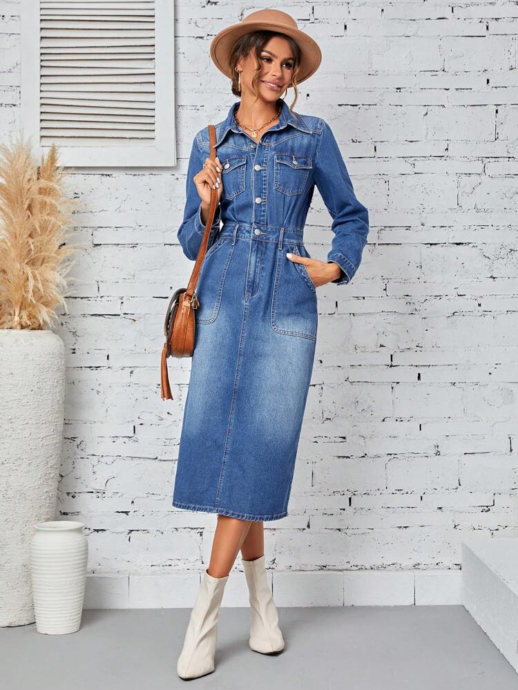 Women's Denim Shirt Dress Fall Cloth For Women