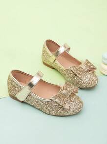 Zapatos Planos De Niñas Con Lazo Brillante En Color Dorado, Popular Para Niñas Pequeñas - Dorado - Ver 4