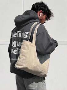 DAZY 男士灰色时尚字母印花连帽卫衣，秋季服装 - 深灰色 - 查看 4