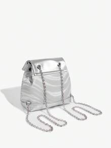 SHEIN ICON Mini Fashion Backpack - Silver - View 4