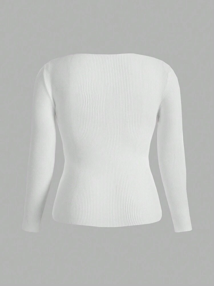 Plus Size 3pcs Solid Color Twisted Knit Sweater Knit Pullover Fall Winter Sweater