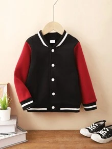 男孩拼色夾克 - 酒紅色 - 查看 3