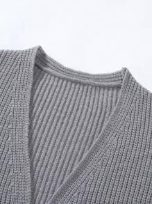 Manfinity Homme 男款下垂肩針織開襟衫 - 淺灰色 - 查看 3