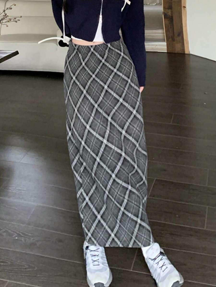 女式復古格子裙