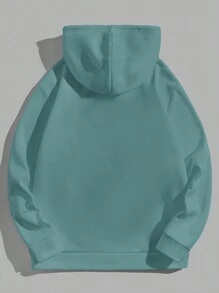 EURMUSE Men Kangaroo Pocket Drawstring Hoodie - Green - View 4