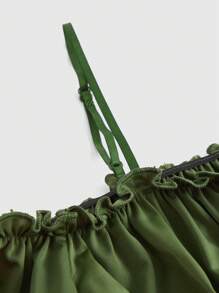 ROMWE Fairycore Haut court vert à bretelles spaghetti pour femme - Militaire verte - Voir 4